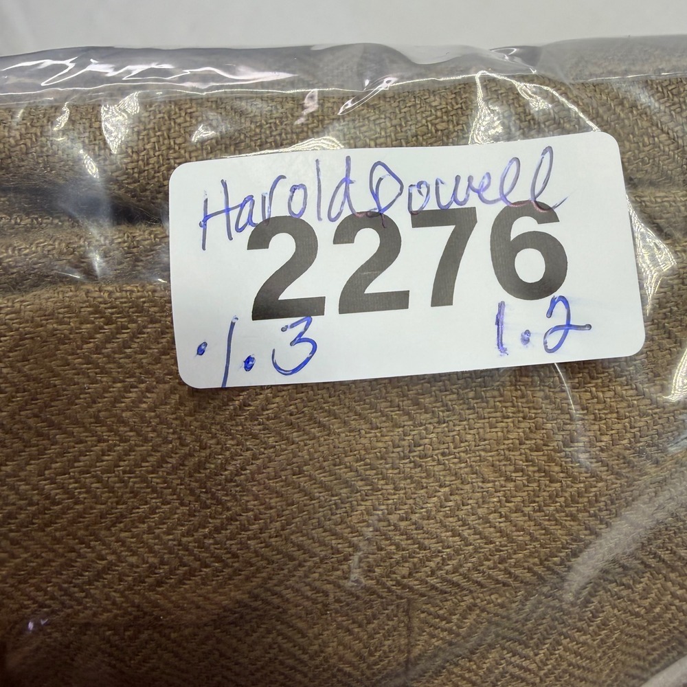 Harold Powell Linen Trousers Mens 42 Brown Pleated Cuffed Herringbone Old Money - Picture 8 of 8